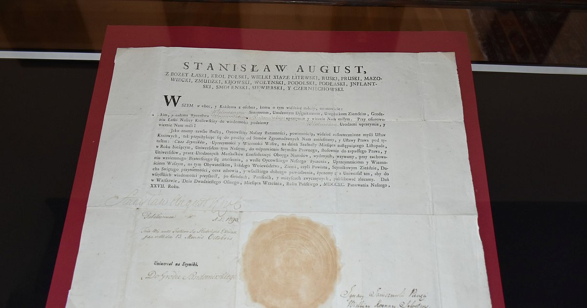Cenny dokument związany z Konstytucją 3 maja zobaczymy  w najbliższych dniach w Muzeum Zamkowym w Sandomierzu