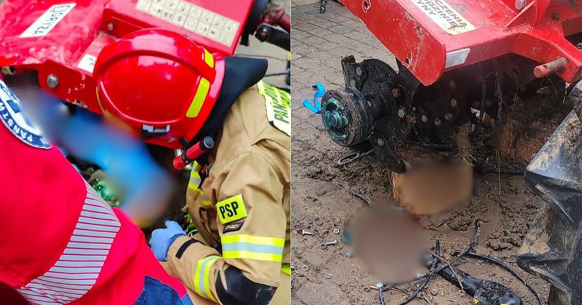 Maszyna polowa wciągnęła kobiecie nogę. Makabryczny wypadek w gminie Bogoria [ZDJĘCIA]