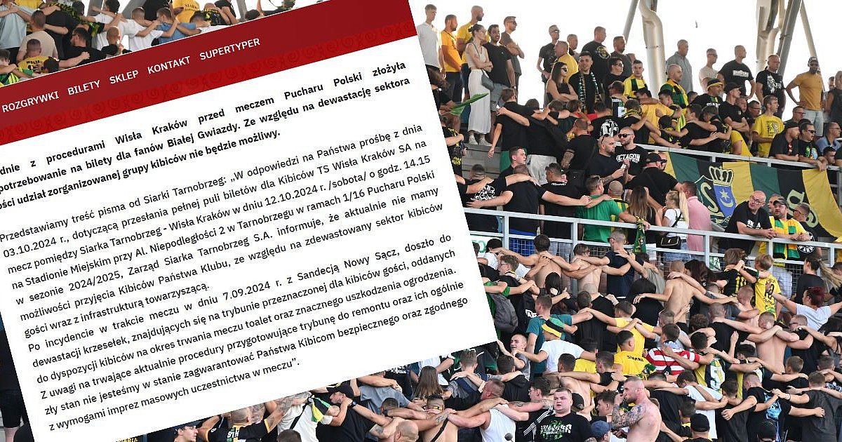 Kibice Wisły Kraków nie wejdą na stadion Siarki. Prezes drużyny gości komentuje