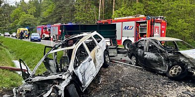 Dramatyczne sceny na DK79. Auta stanęły w płomieniach. Na miejscu lądowało LPR [FO-222024