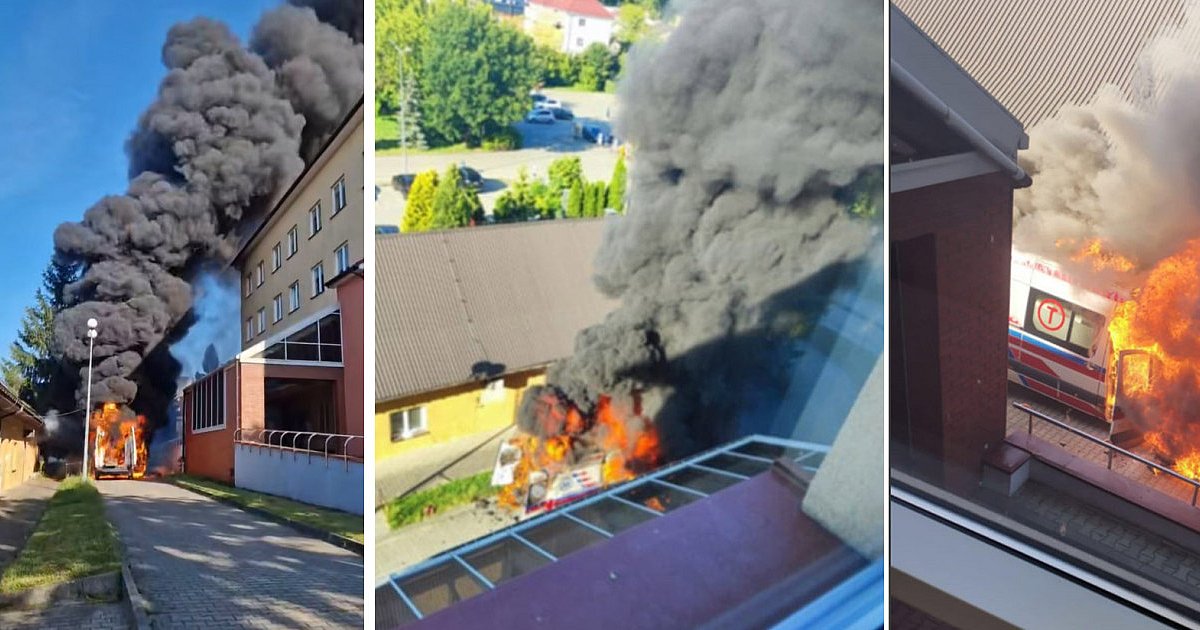 Karetka spłonęła tuż przed wejściem do szpitala w Nisku