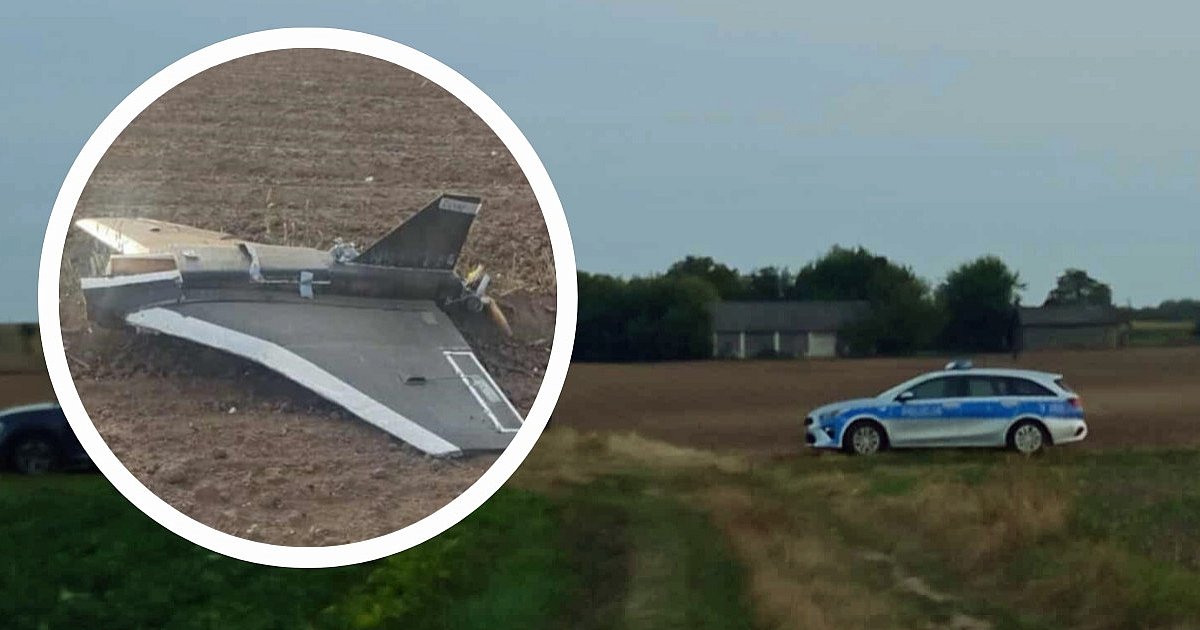 Rosyjski dron spadł na pole w gm. Ożarów, 15 km od Sandomierza [ZDJĘCIA]