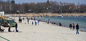 Jezioro Tarnobrzeskie w słońcu i lodzie. Pierwsza tak c