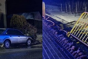 Nocny wypadek na DK79. Audi uderzyło w BMW, a następnie w barierki ochronne