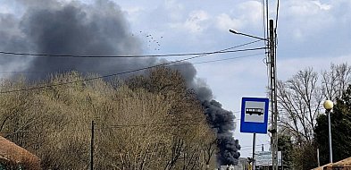 Wielki pożar opon pod Staszowem. Z ogniem walczy siedem zastępów straży [FOTO]