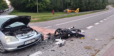 Dramat na DK79. Nierzytomny motocyklista. Wezwano śmigłowiec LPR [ZDJĘCIA}