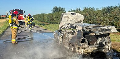 VW Golf zapalił się na drodze w gm. Klimontów. Auto spłonęło doszczętnie [FOTO]