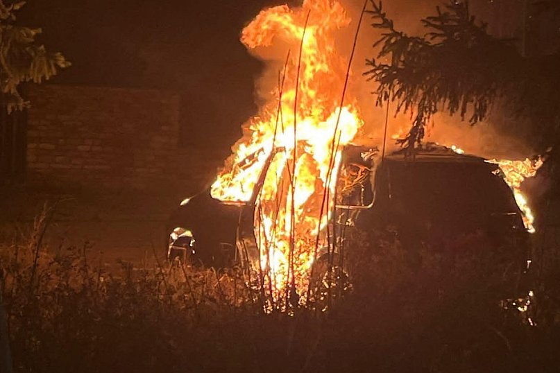 Pożar samochodu w Tarnobrzegu