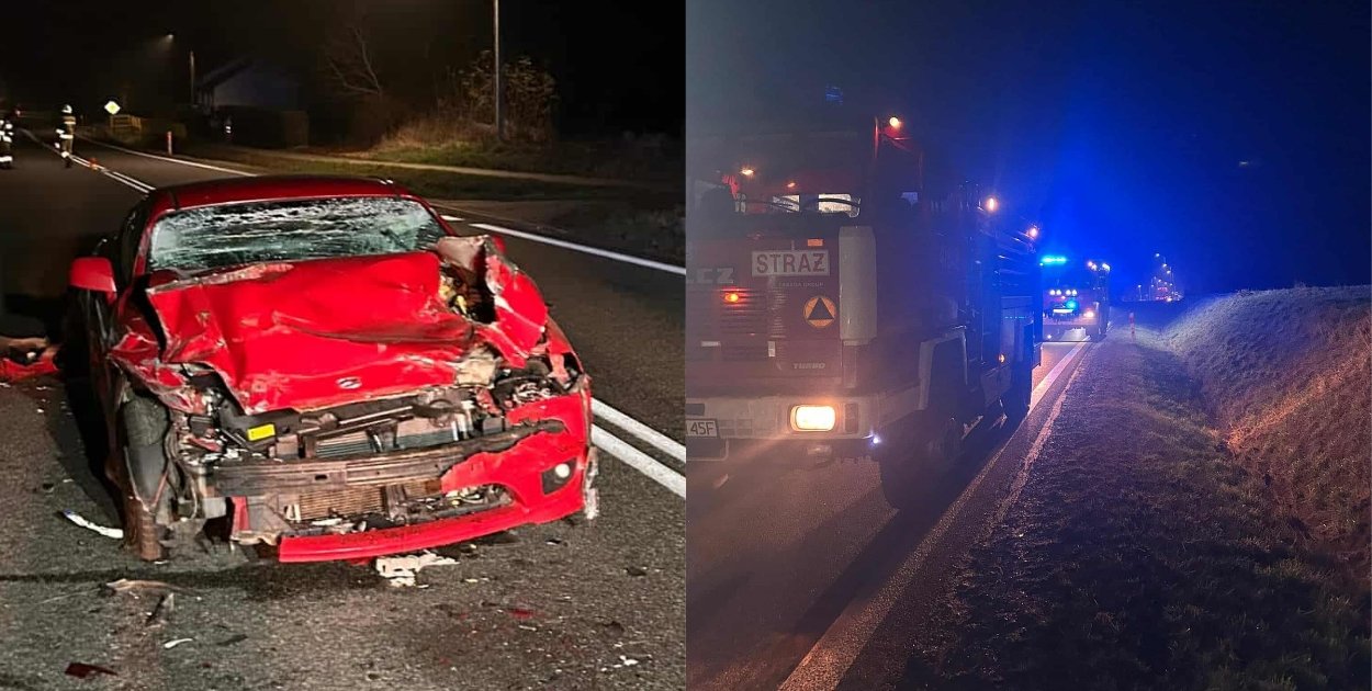 Wypadek na DK nr 9. Fot. PSP Sandomierz