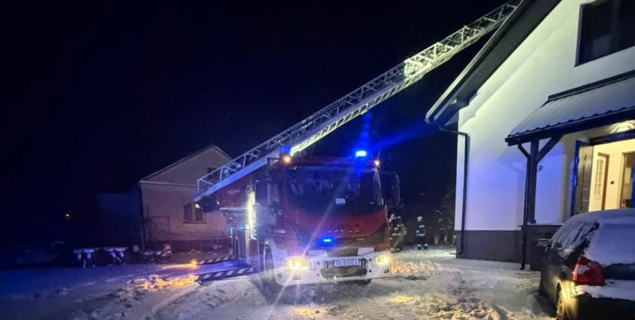 Pożar w Skotnikach. Fot. PSP Sandomierz