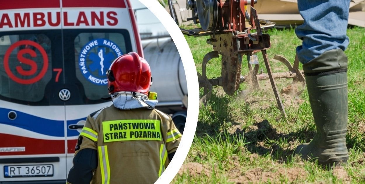 Wypadek podczas prac rolniczych w Ślęzakach