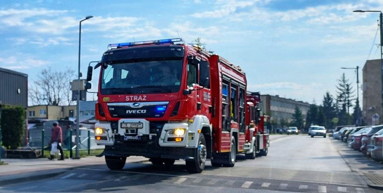 Pożar drogerii w centrum Staszowa