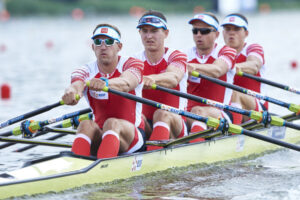 (bow) Mateusz Biskup and Dariusz Radosz and  Miroslaw Zietarski and (stroke) Wiktor Chabel all from Poland compete at Mens Quadruple Sculls (M4x) during first day the 2015 European Rowing Championships on Malta Lake on May 29, 2015 in Poznan, Poland Poland, Poznan, May 29, 2015 Picture also available in RAW (NEF) or TIFF format on special request. For editorial use only. Any commercial or promotional use requires permission. Mandatory credit: Photo by © Adam Nurkiewicz / Mediasport